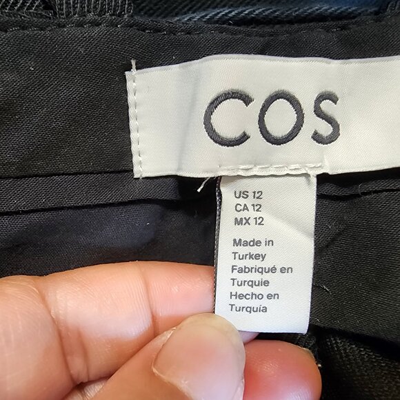 COS Pants Women's Size 12 Black Wide Leg Trouser 100% Wool Office Career Classic - Picture 3 of 16